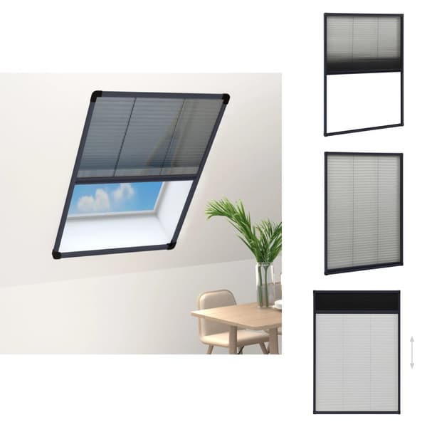 Netskærme til vinduer - Living plisseret insektnet til vinduer 80x120 cm aluminium antracitgrå