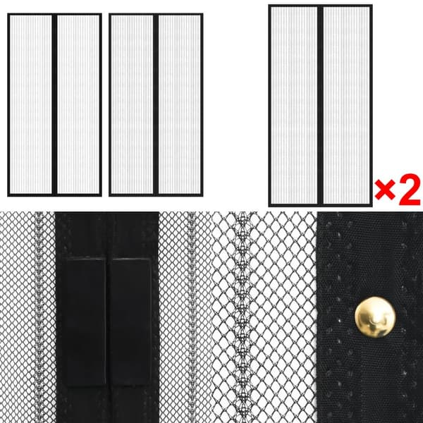Insektsnät till dörr 210 x 100 cm 2 st magnet svart - Insektsdraperi - Insektsdraperier - Home & Living