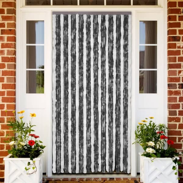 Insektgardin grå og hvid 90 x 220 cm chenille - - Home & Living