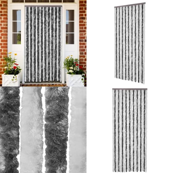 Insektgardin grå og hvid 90 x 220 cm chenille -  - Home & Living