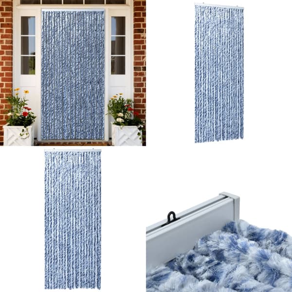Insektgardin 90 x 220 cm blå, hvid og sølvfarvet - Insektgardin - Insektgardiner - Home & Living