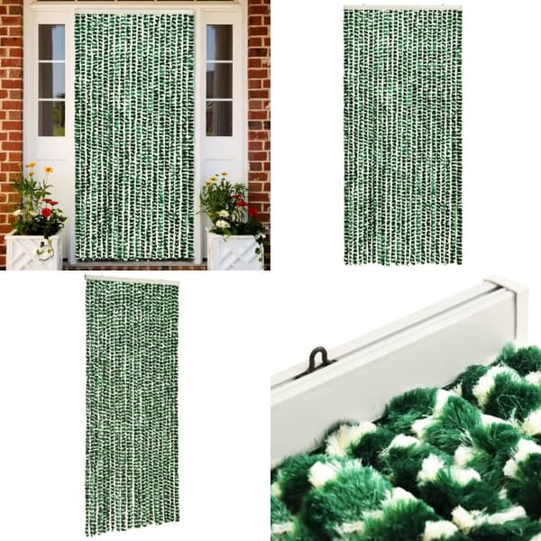 Insektgardin 90x220 cm chenille grøn og hvid - Insektgardin - Insektgardiner - Home & Living