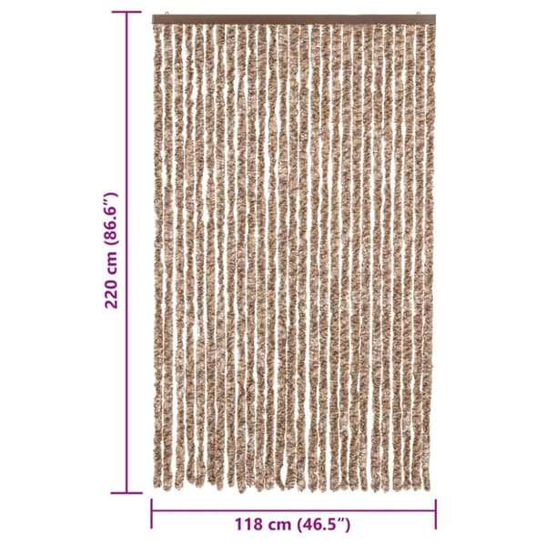 vidaXL Insektsgardin beige och mörkbrun 118x220 cm chenille