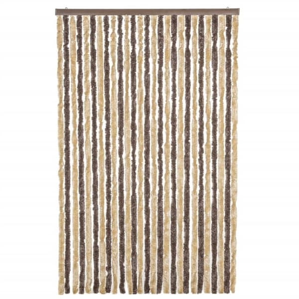 vidaXL flueforhæng 118x220 cm chenille mørkebrun og beige