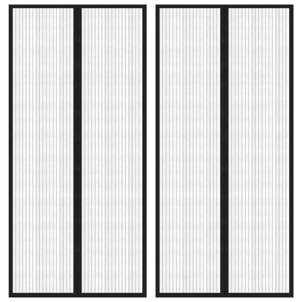 insektnet til dør 2 stk. med magneter 220x110 cm sort