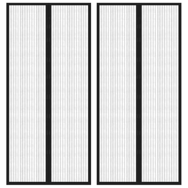 insektnet til dør 2 stk. med magneter 210x90 cm sort