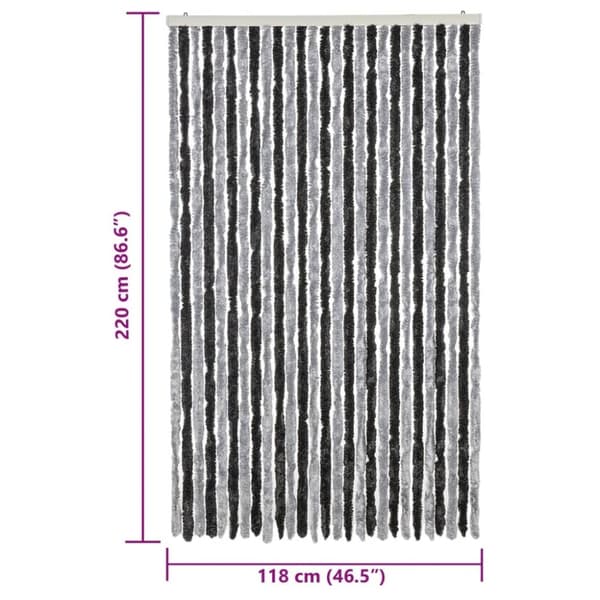 vidaXL Hyönteisverho harmaa ja musta 118x220 cm chenille