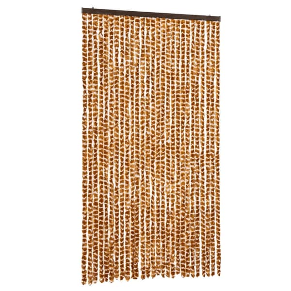 vidaXL flueforhæng 118x220 cm chenille okkergul og hvid