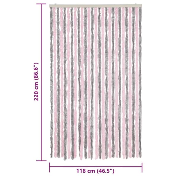 vidaXL Insektsgardin silvergrå och rosa 118x220 cm chenille