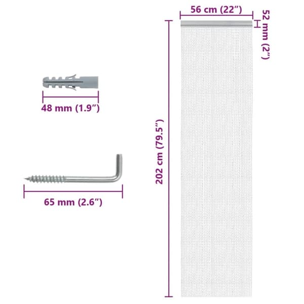 vidaXL Myggdraperi för dörr 56x202 cm aluminium