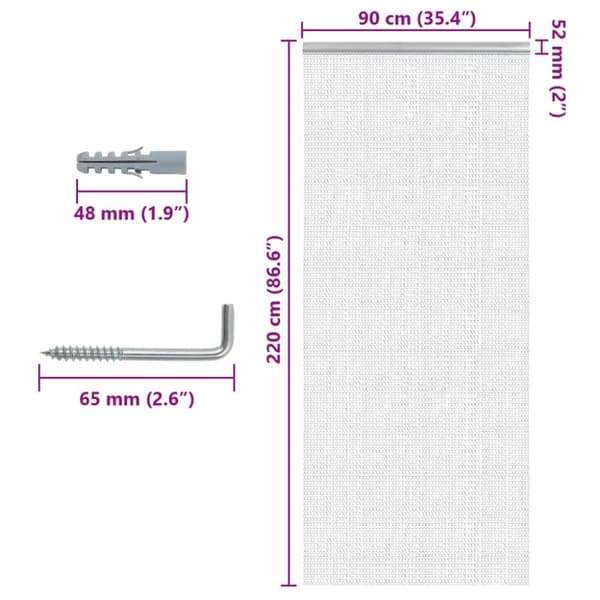 vidaXL Myggdraperi för dörr 90x220 cm aluminium