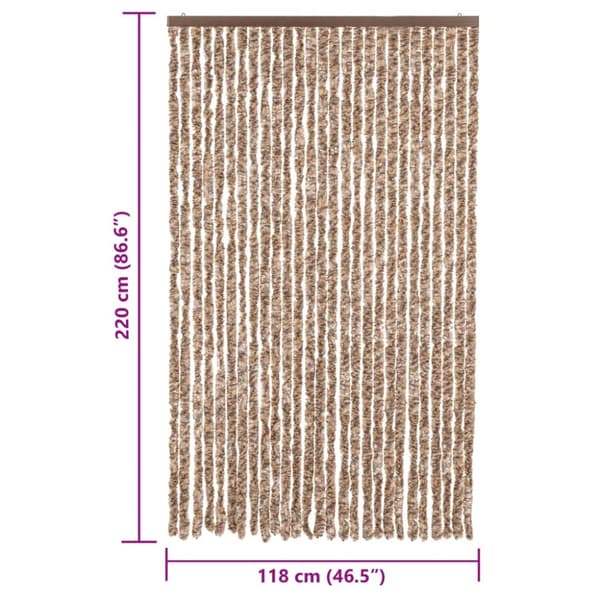 Insektsgardin beige och mörkbrun 118x220 cm chenille
