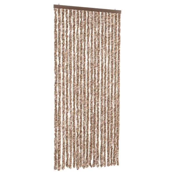flueforhæng 56x200 cm chenille beige og mørkebrun