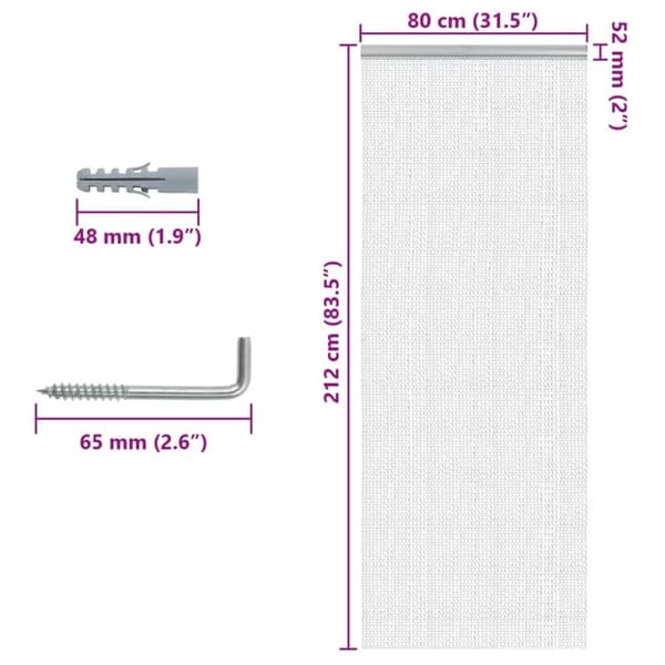 Myggdraperi för dörr 80x212 cm aluminium