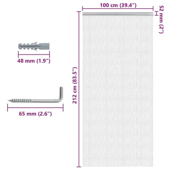 insektskærm til dør 100x212 cm aluminium