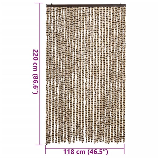 flueforhæng 118x220 cm chenille beige og brun