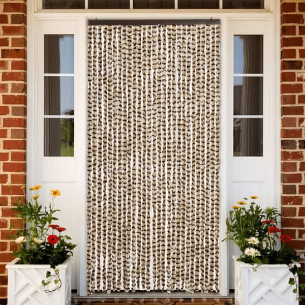 flueforhæng 118x220 cm chenille beige og brun