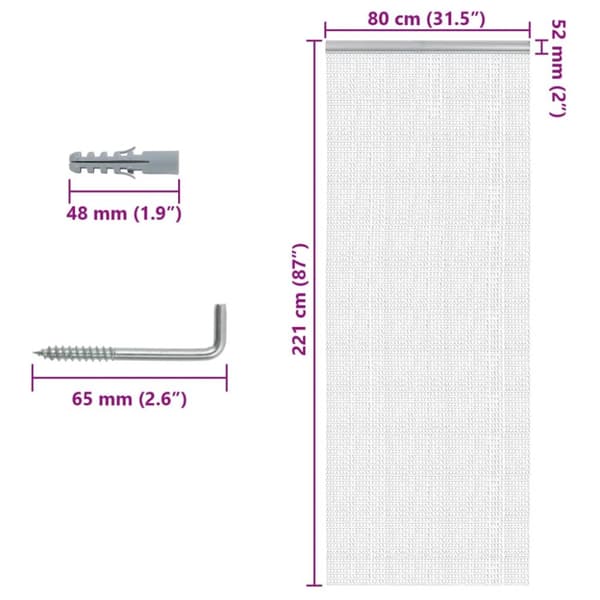 Myggdraperi för dörr 80x221 cm aluminium
