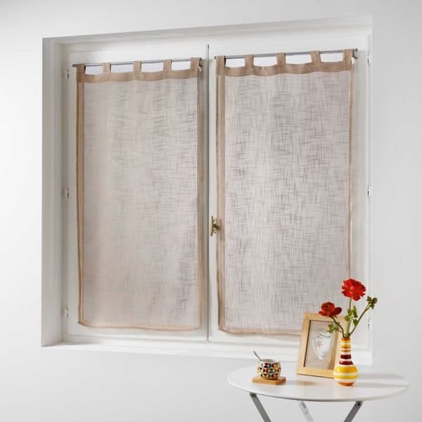 CDaffaires Par raka öglor 2 x 60 x 160 cm linneeffekt vävd haltona Hasselnöt