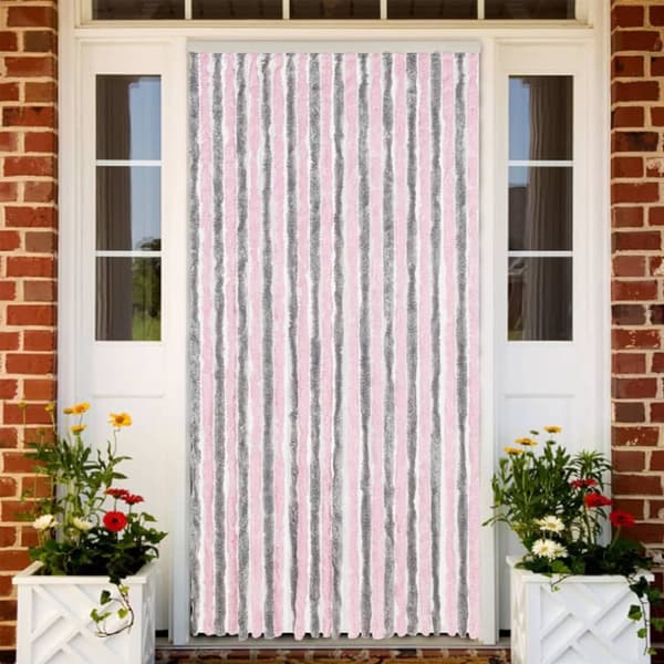 Insektsgardin silvergrå och rosa 100x200 cm chenille