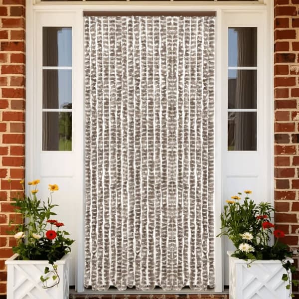 Insektsgardin taupe och vit 56x200 cm chenille