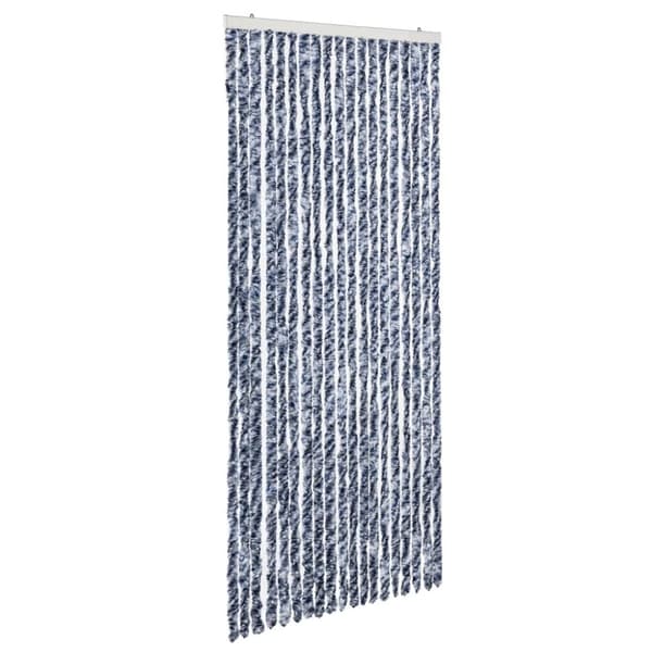 Insektsdraperi blå, vit och silver 56x185 cm chenille