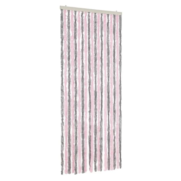 Insektsgardin silvergrå och rosa 56x185 cm chenille