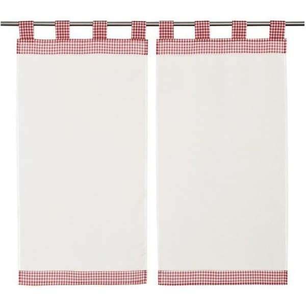 Skir gardin - Rustik - Röd och vit Vichy - 45 x 90 cm - Syntet - Tab