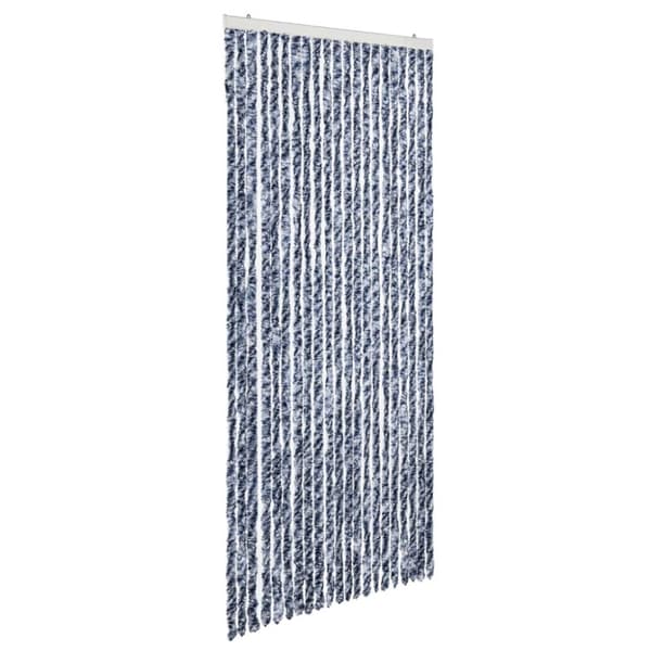 Insektsdraperi blå, vit och silver 90x220 cm chenille