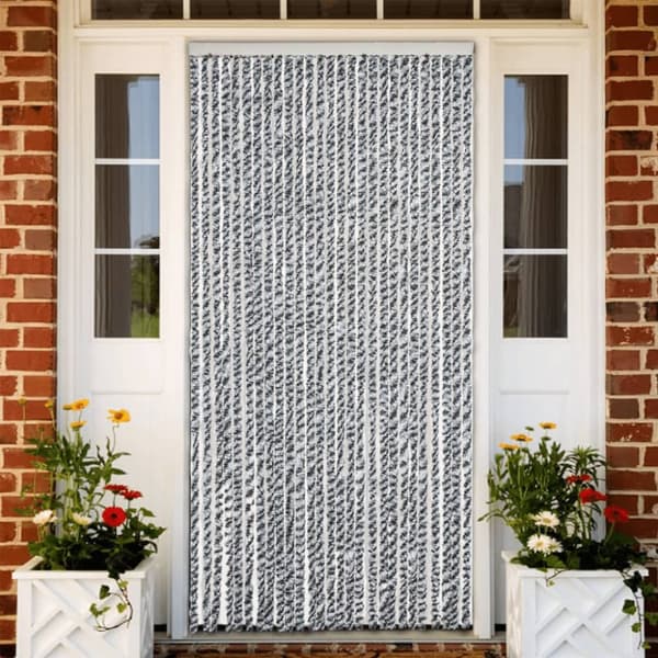 Insektsgardin grå och svart och vit 118x220 cm chenille