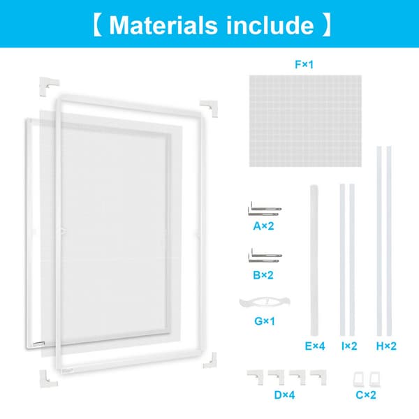 Flugnät insektsskärm fönster 80 x 100 CM aluminiumram myggnät insektsskärm utan borrning vit
