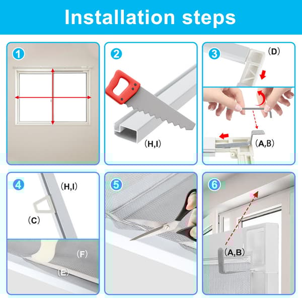 Flugnät insektsskärm fönster 80 x 100 CM aluminiumram myggnät insektsskärm utan borrning vit