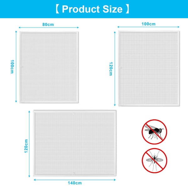 Flugnät insektsskärm fönster 120 x 240 CM aluminiumram myggnät insektsskärm utan borrning vit