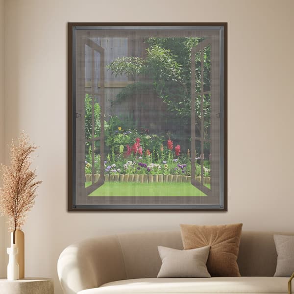 Flugnät insektsskärm fönster 120 x 240 CM aluminiumram myggnät insektsskärm utan borrning svart