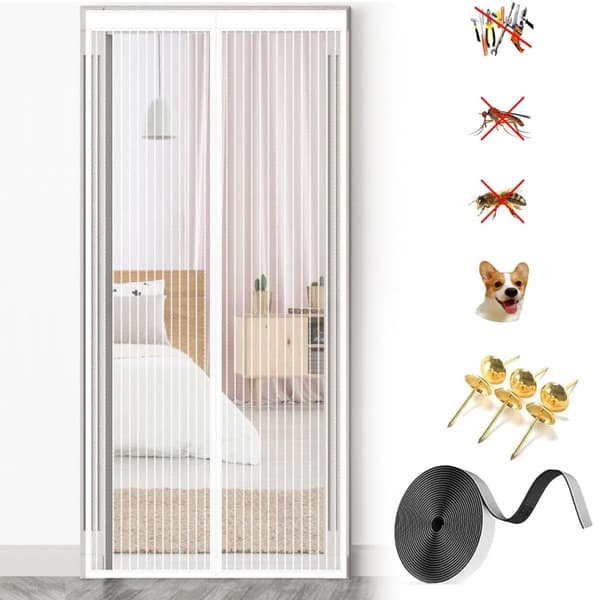 Bomclap Magnetisk myggnätsdörr, myggnätsdörr, ultrafint nät, kraftfulla magneter Vit 90*210cm