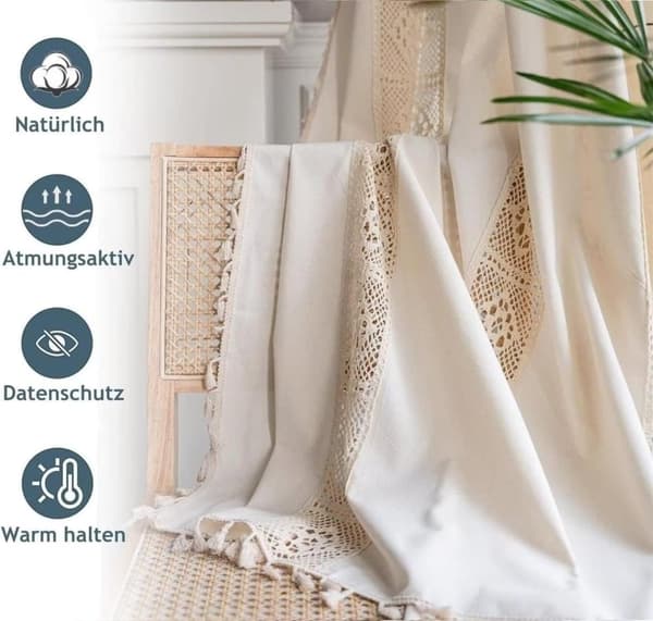 Lollanda Bohemian Woven Curtain – Retro Country Style, Dekorativt Gardin til Vinduer og Hjem