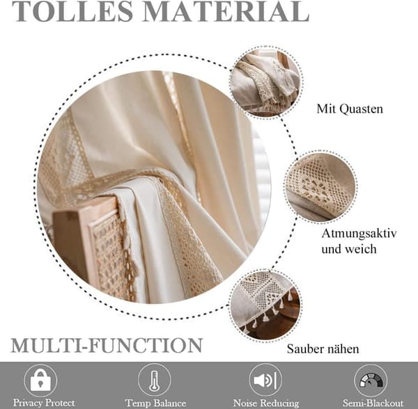 Lollanda Bohemian Woven Curtain – Retro Country Style, Dekorativt Gardin til Vinduer og Hjem