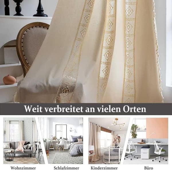 Lollanda Bohemian Woven Curtain – Retro Country Style, Dekorativt Gardin til Vinduer og Hjem