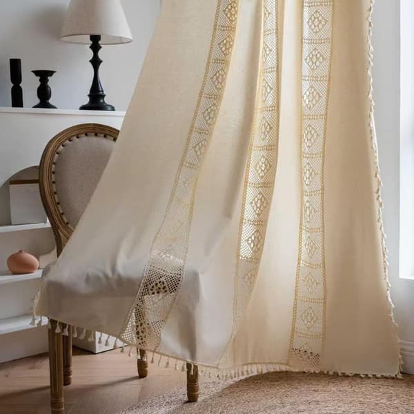 Lollanda Bohemian Woven Curtain – Retro Country Style, Dekorativt Gardin til Vinduer og Hjem