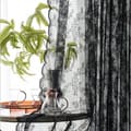 Pikkukuva 4 / 8: Lollanda-pitsiverho mustana – puoliläpinäkyvä vintage-verho kukkakuviolla makuuhuoneeseen ja olohuoneeseen 1 pari