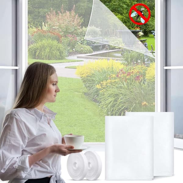 Lollanda insektafvisende myggenet til vindue, 130x150 cm, Cutable Hvid 2-Pack