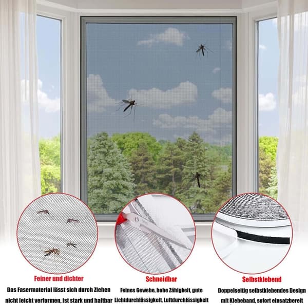 Lollanda insektafvisende myggenet til vindue, 130x150 cm, Cutable