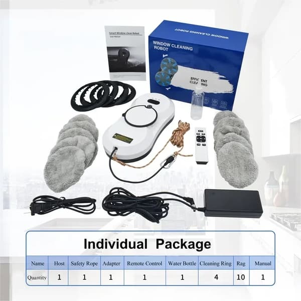 Vinduespudsning Robot, 5600PA Stor Sugning, Elektrisk Spray, Hvid, EU