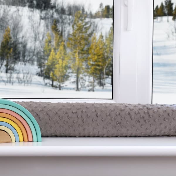 Dragstopp fönster fönstertätning dörrmatta 150 cm - dragpropp för dörr och fönster Windstopper Minky mörkgrå
