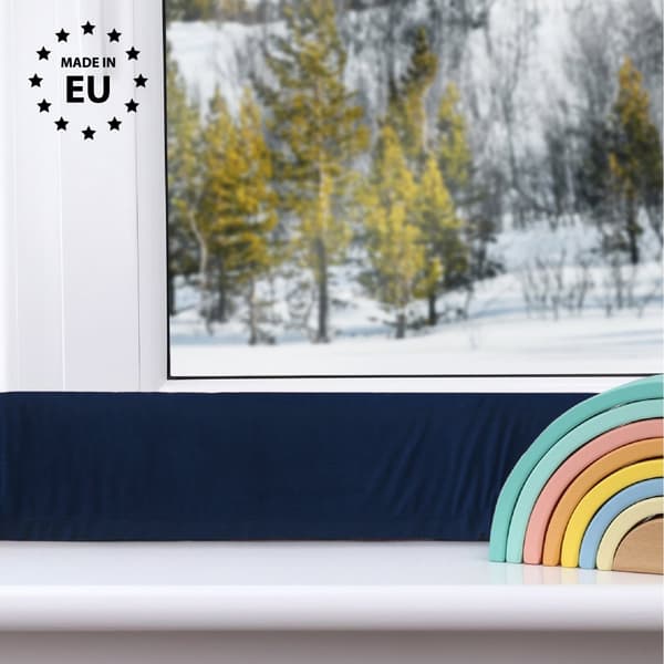 Dragstopp fönster fönstertätning dörrmatta 150 cm - dragpropp för dörr och fönster Windstopper Velvet Marine