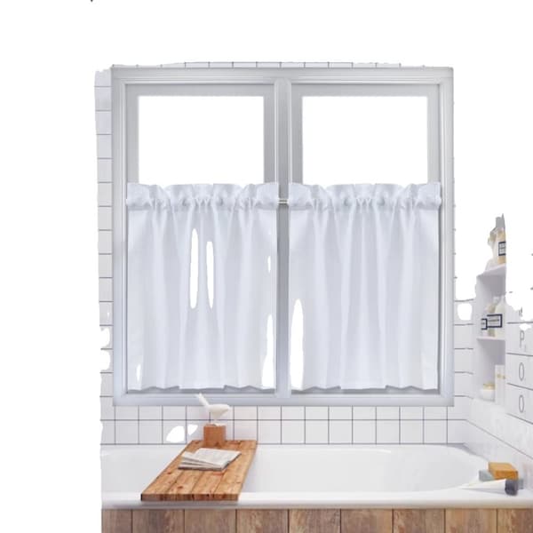 Vaffelkøkken Tier Gardiner, Vandafvisende, 30 x 36 Tommer,HVID, 30x36 tommer