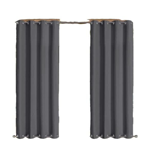 Vattentäta utomhusgardiner, hög skuggning 70%-90%, 100% polyester, rostfria öglor,W84xL55in-213x140cm, Mörkgrå