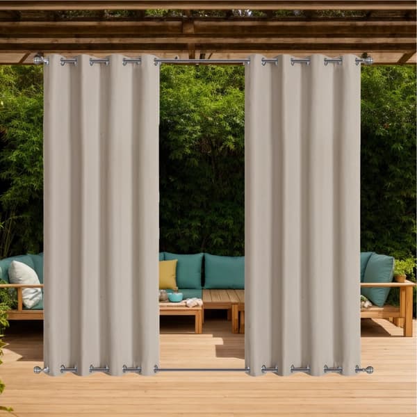 Vandtætte udendørs gardiner, høj skygge 70%-90%, 100% polyester, rustbestandige øjer,W108xL55in-275x140cm, Beige