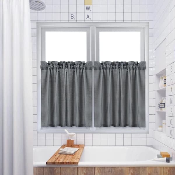 Tier Gardiner, Våffelväv Struktur, Vattenavvisande,Mörkgrå, 30 x 30 tum