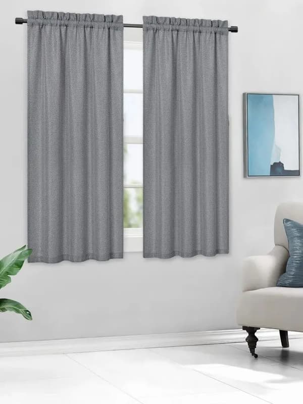 Köksgardin, Elegant Grå Design, Premium Polyester Tyg,2st-grå, 30x45 tum